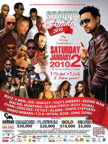 Shaggy & Friends charity concert Bustaemente Hospital for Children benefit flyer