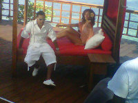 Shaggy and model at the Sugarcane video shoot